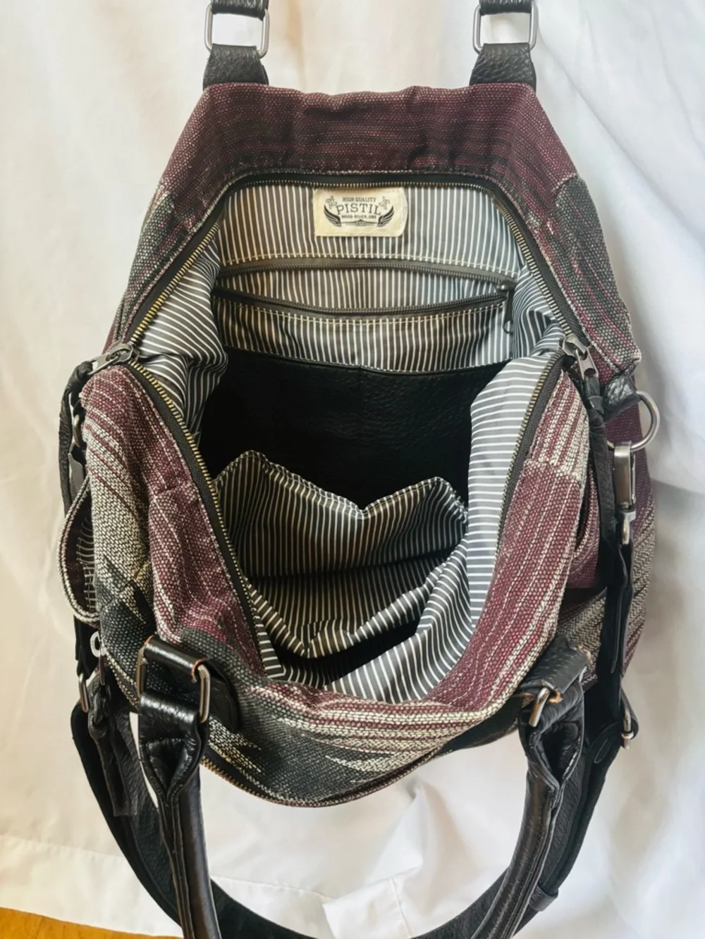 Pistil Western Weekender Travel Duffel Bag Broken-in Black Eggplant Jacquard